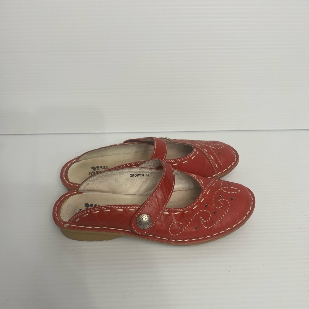 SpringStep Red Leather Mule with Velcro Strap EU 38 US 8